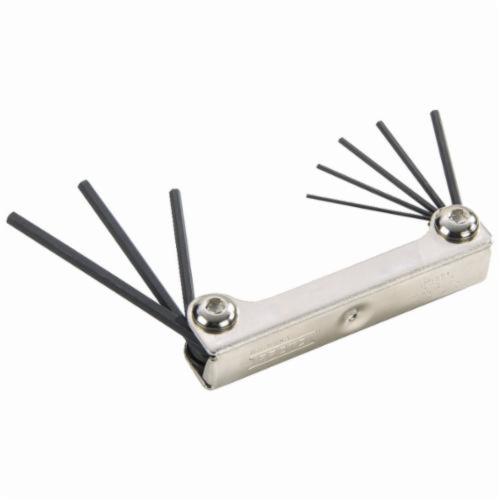 Proto® J4992 Folding Short Arm Hex Key Set, Imperial, 8 Pieces, 0.05 to 5/32 in Hex, L-Handle Handle, Alloy Steel, Black Oxide - Hex & Torx Key Sets